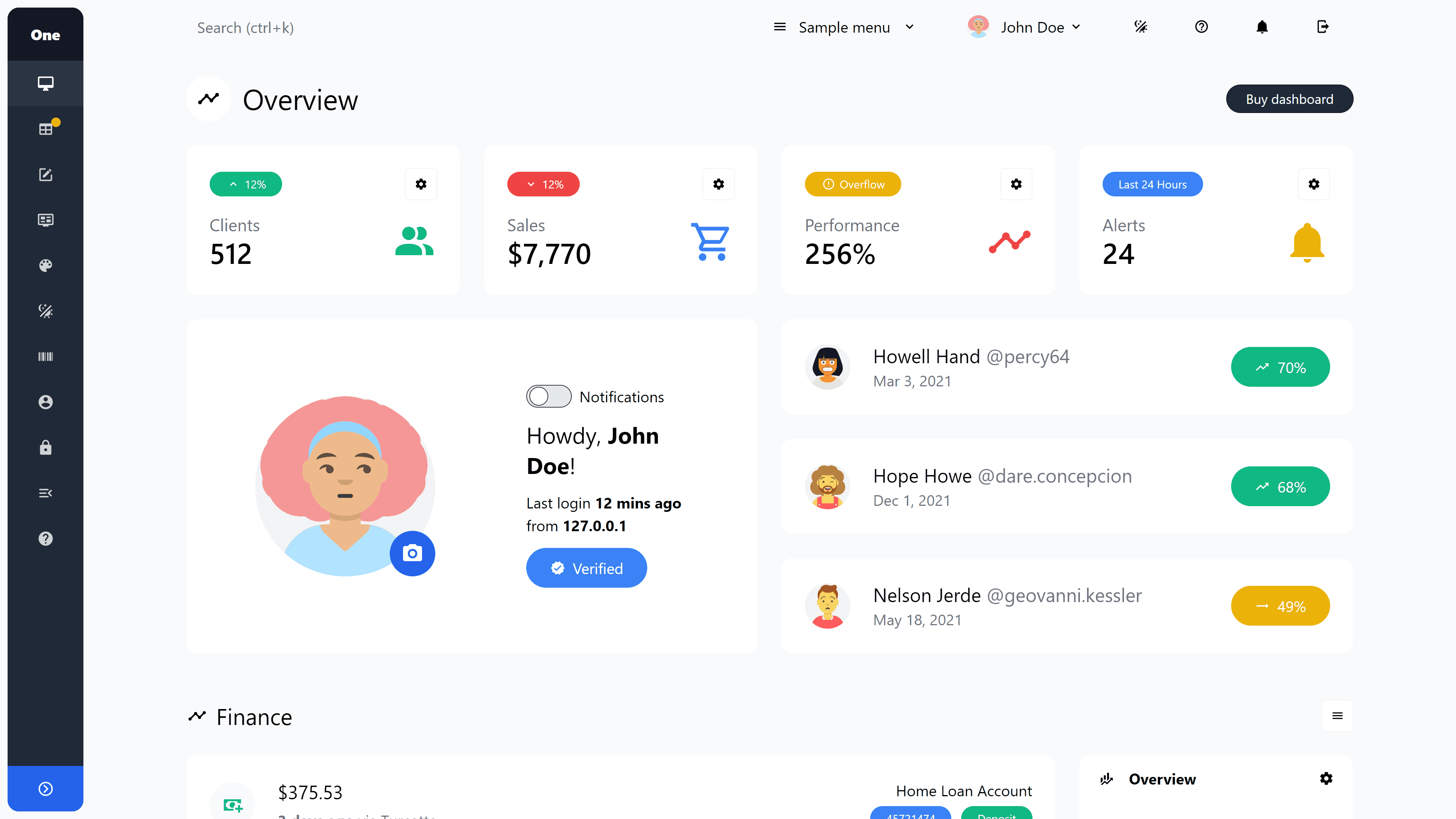 Admin One - Vue.js 3 Tailwind 4 dashboard template with dark mode